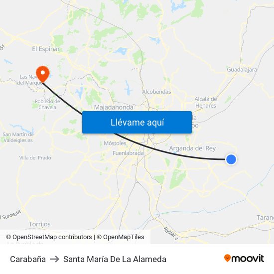 Carabaña to Santa María De La Alameda map