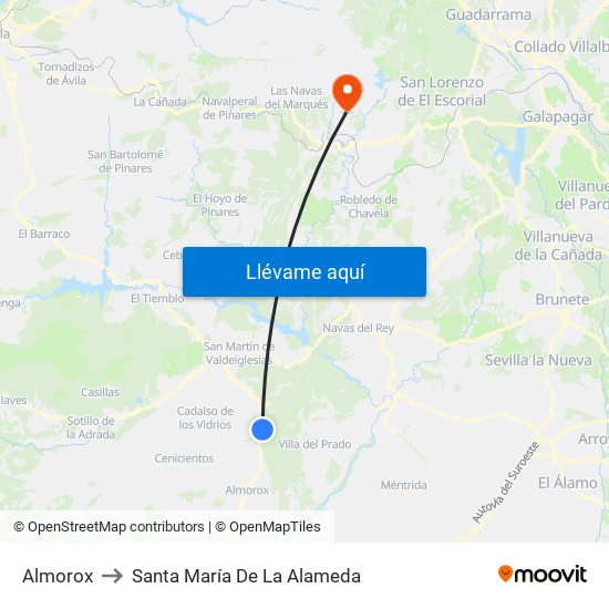 Almorox to Santa María De La Alameda map