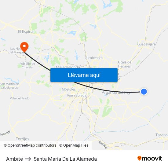 Ambite to Santa María De La Alameda map