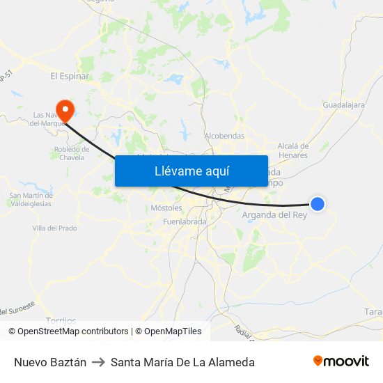 Nuevo Baztán to Santa María De La Alameda map
