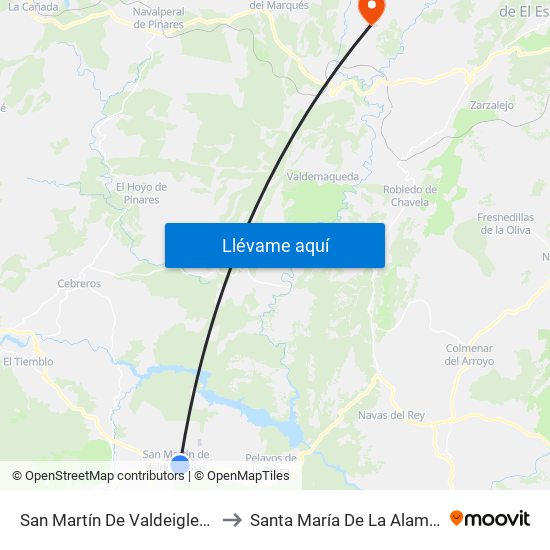 San Martín De Valdeiglesias to Santa María De La Alameda map