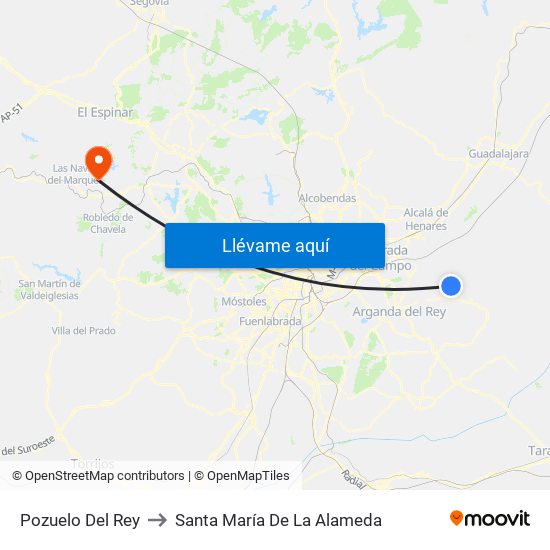 Pozuelo Del Rey to Santa María De La Alameda map