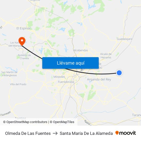 Olmeda De Las Fuentes to Santa María De La Alameda map