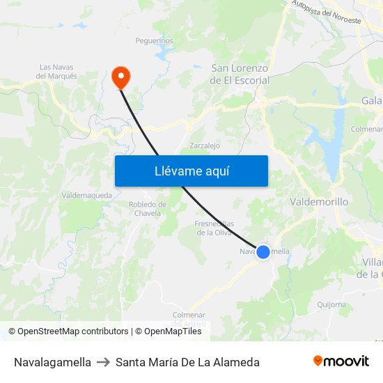 Navalagamella to Santa María De La Alameda map