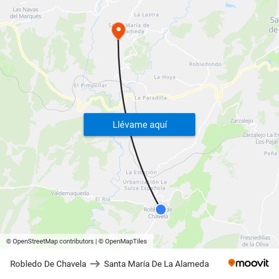 Robledo De Chavela to Santa María De La Alameda map
