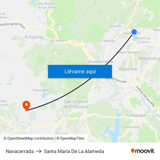 Navacerrada to Santa María De La Alameda map