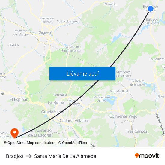 Braojos to Santa María De La Alameda map