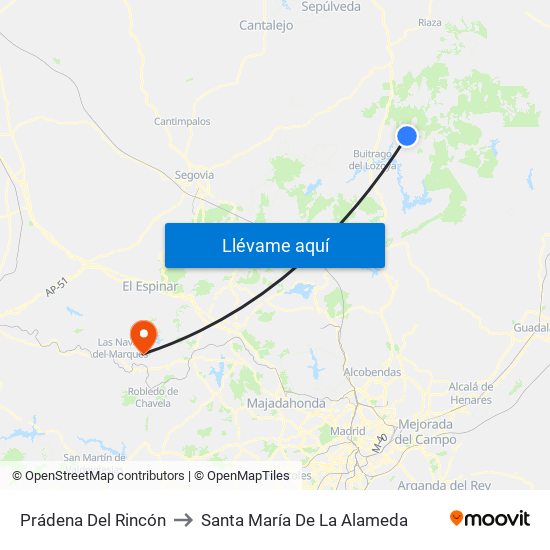 Prádena Del Rincón to Santa María De La Alameda map