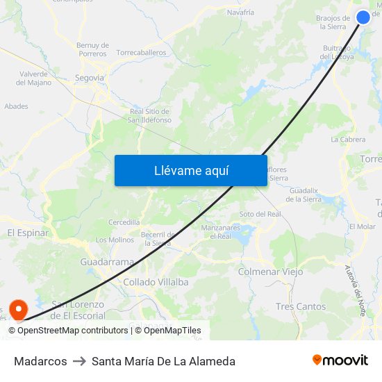 Madarcos to Santa María De La Alameda map