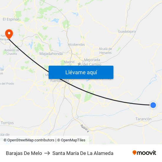 Barajas De Melo to Santa María De La Alameda map