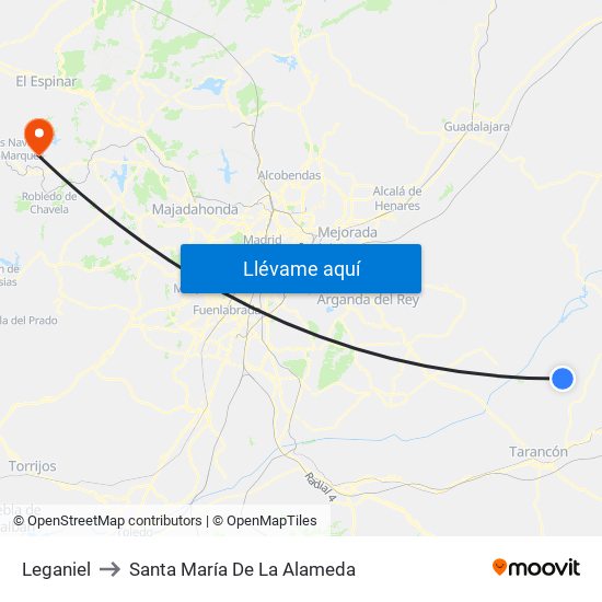 Leganiel to Santa María De La Alameda map