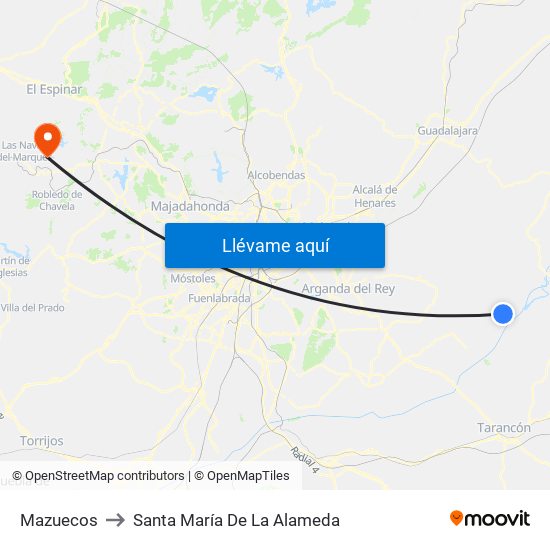 Mazuecos to Santa María De La Alameda map