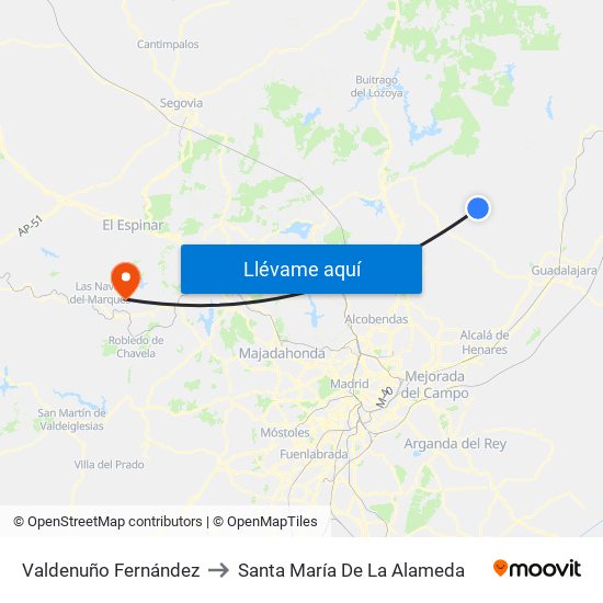 Valdenuño Fernández to Santa María De La Alameda map