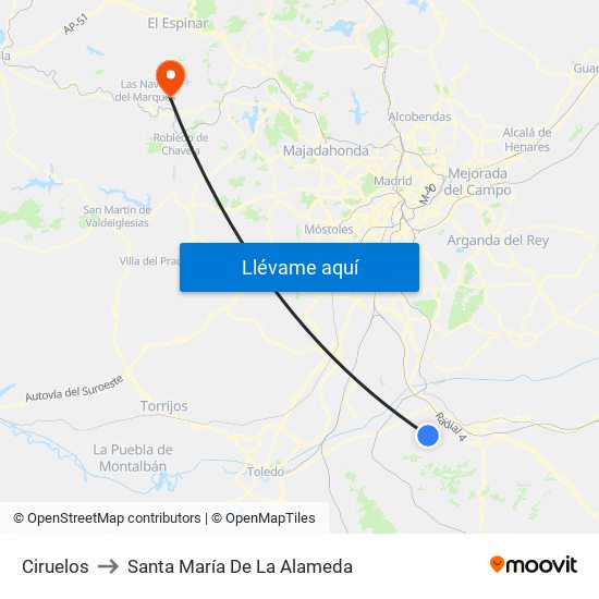 Ciruelos to Santa María De La Alameda map
