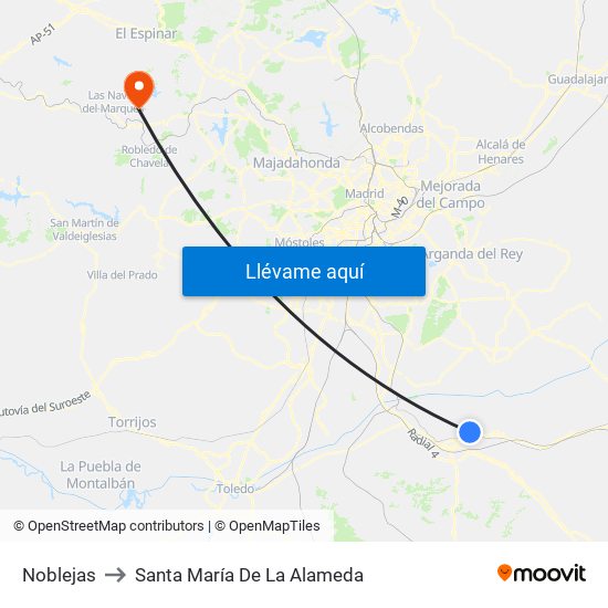 Noblejas to Santa María De La Alameda map