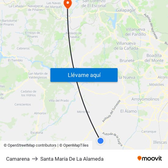 Camarena to Santa María De La Alameda map