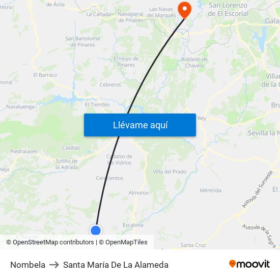 Nombela to Santa María De La Alameda map