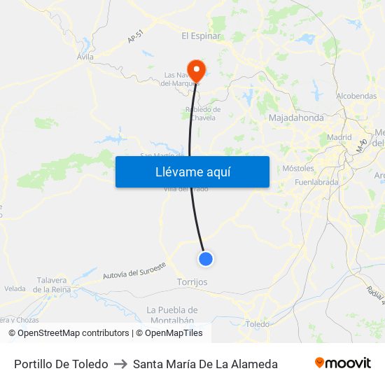 Portillo De Toledo to Santa María De La Alameda map