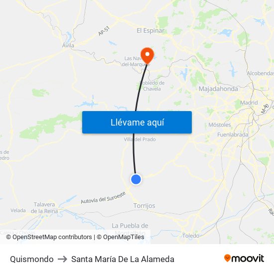 Quismondo to Santa María De La Alameda map