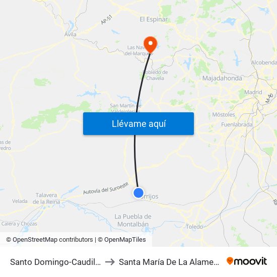 Santo Domingo-Caudilla to Santa María De La Alameda map