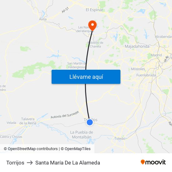 Torrijos to Santa María De La Alameda map