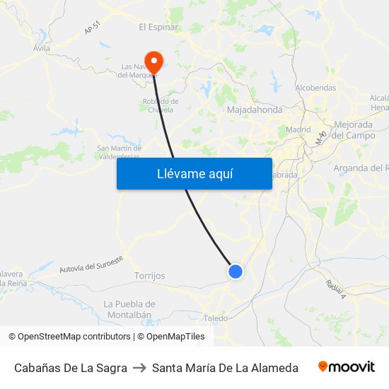 Cabañas De La Sagra to Santa María De La Alameda map