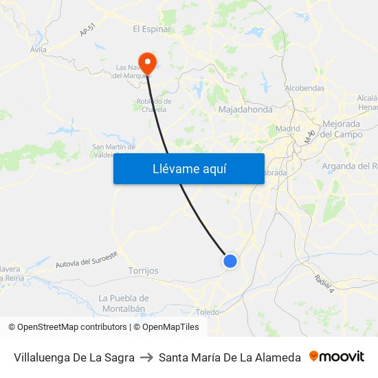 Villaluenga De La Sagra to Santa María De La Alameda map