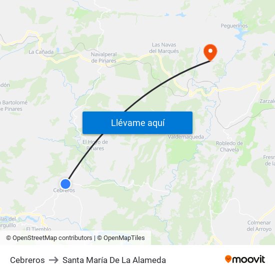Cebreros to Santa María De La Alameda map