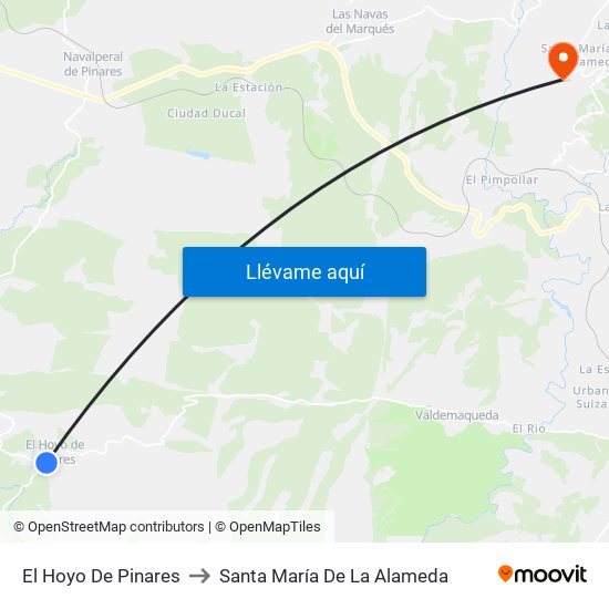 El Hoyo De Pinares to Santa María De La Alameda map