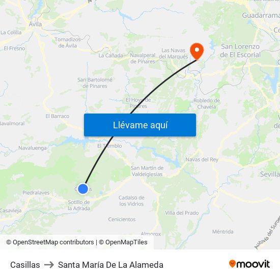 Casillas to Santa María De La Alameda map