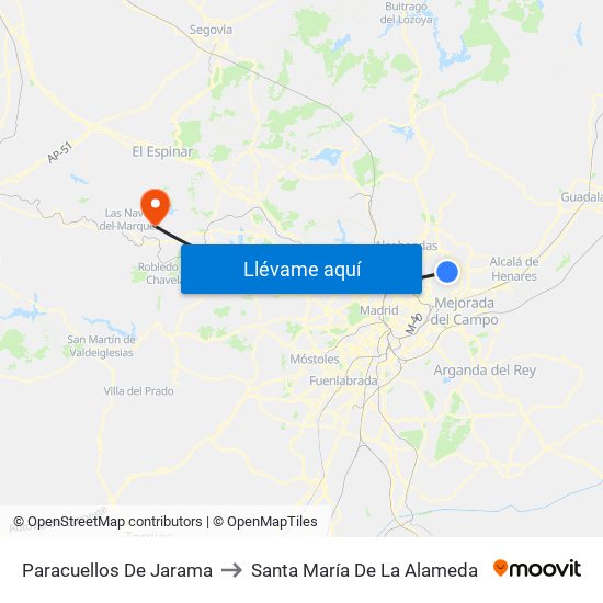 Paracuellos De Jarama to Santa María De La Alameda map