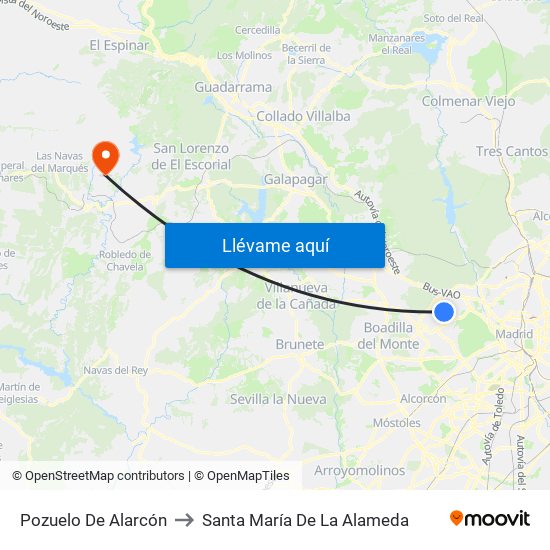 Pozuelo De Alarcón to Santa María De La Alameda map