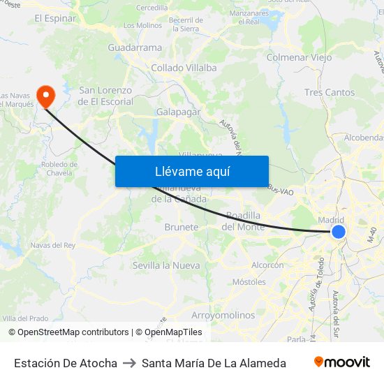 Estación De Atocha to Santa María De La Alameda map