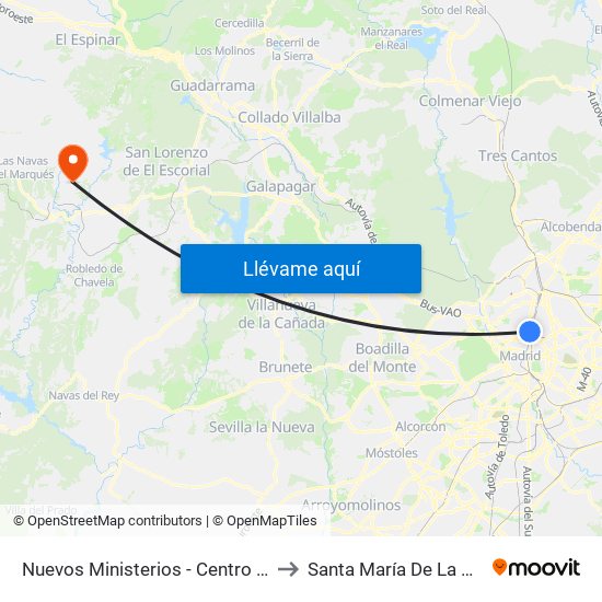 Nuevos Ministerios - Centro Comercial to Santa María De La Alameda map