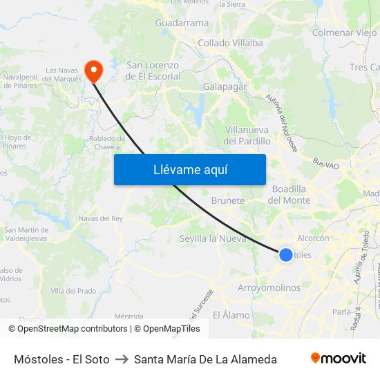 Móstoles - El Soto to Santa María De La Alameda map