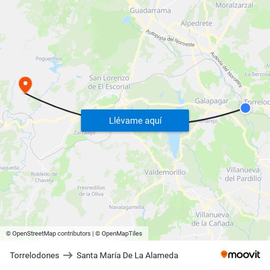 Torrelodones to Santa María De La Alameda map