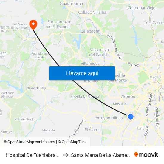 Hospital De Fuenlabrada to Santa María De La Alameda map