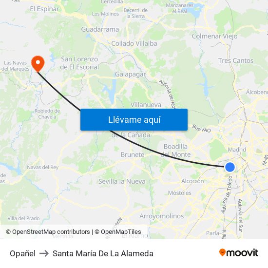 Opañel to Santa María De La Alameda map