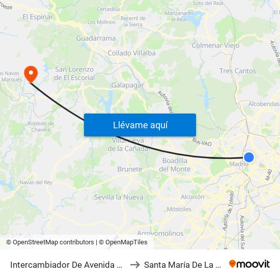 Intercambiador De Avenida De América to Santa María De La Alameda map