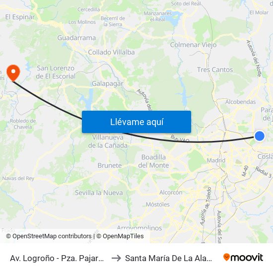 Av. Logroño - Pza. Pajarones to Santa María De La Alameda map