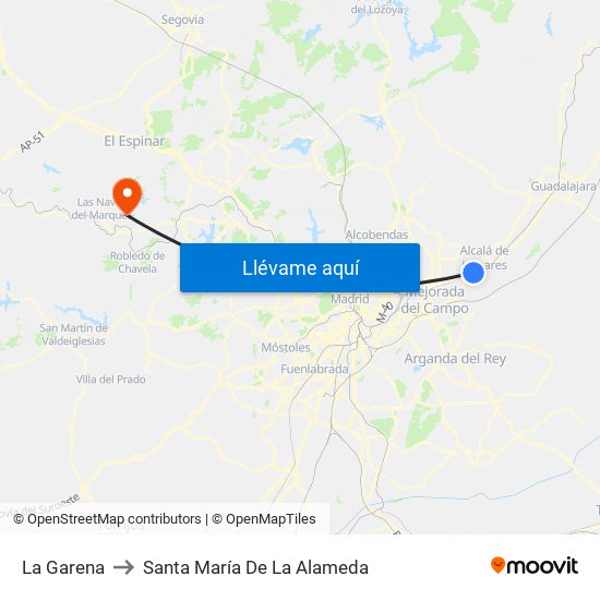 La Garena to Santa María De La Alameda map