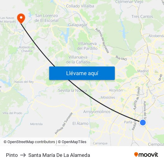 Pinto to Santa María De La Alameda map
