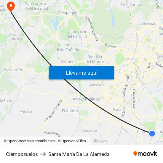Ciempozuelos to Santa María De La Alameda map