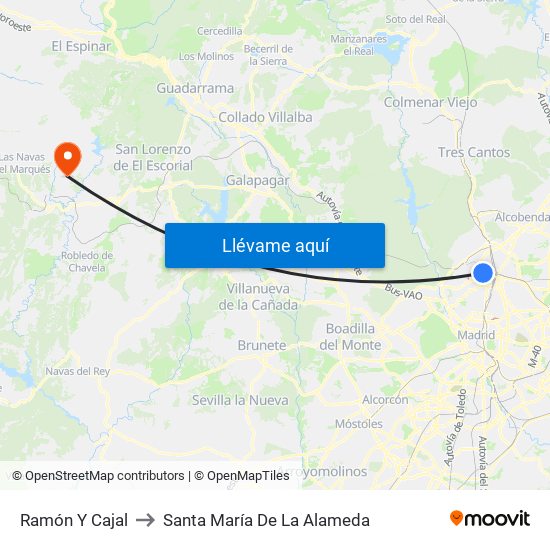 Ramón Y Cajal to Santa María De La Alameda map