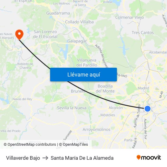 Villaverde Bajo to Santa María De La Alameda map