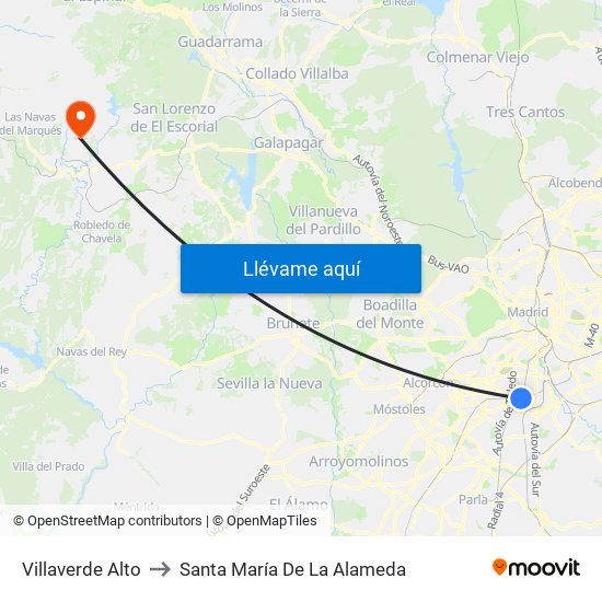 Villaverde Alto to Santa María De La Alameda map
