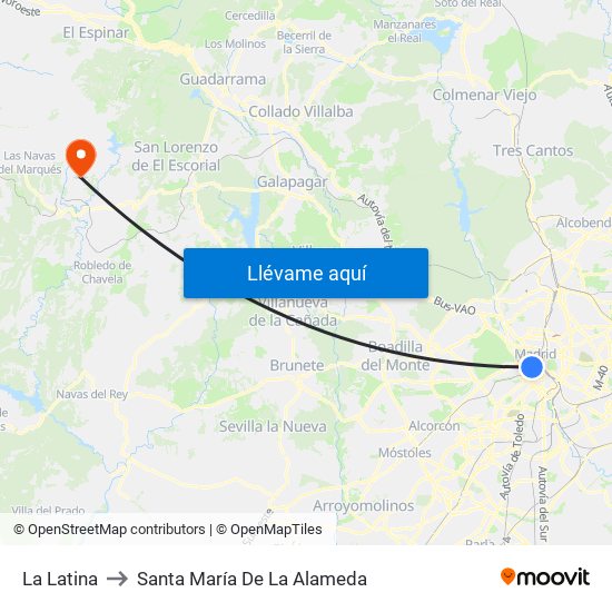 La Latina to Santa María De La Alameda map