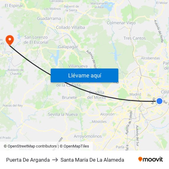Puerta De Arganda to Santa María De La Alameda map