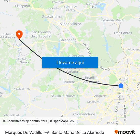 Marqués De Vadillo to Santa María De La Alameda map