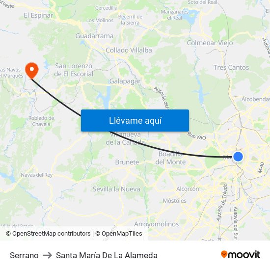 Serrano to Santa María De La Alameda map